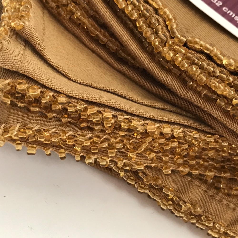 Cotton Beaded Cocktail Napkins Golden Tan Set of 12 - Picture 3 of 9